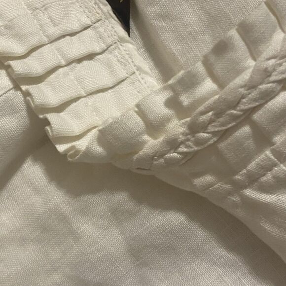 100% Linen White Crop Blazer Jacket XL Open Front Coastal Chic Quiet Luxury - Picture 12 of 13